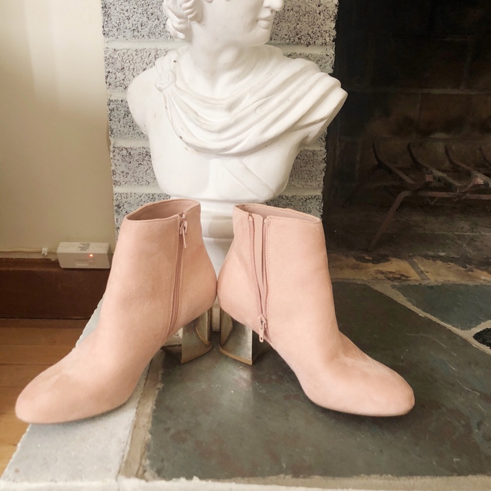 Aldo Pink Ankle Boots with Gold Heels